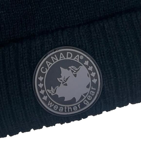 Canada Weather Gear Hat Black Plush Lined Pom-Pom Beanie Excellent Condition!!! - Picture 2 of 5